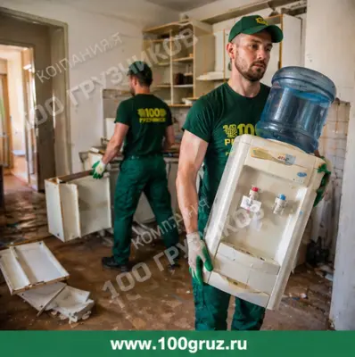 Грузчики выносят старую мебель из квартиры